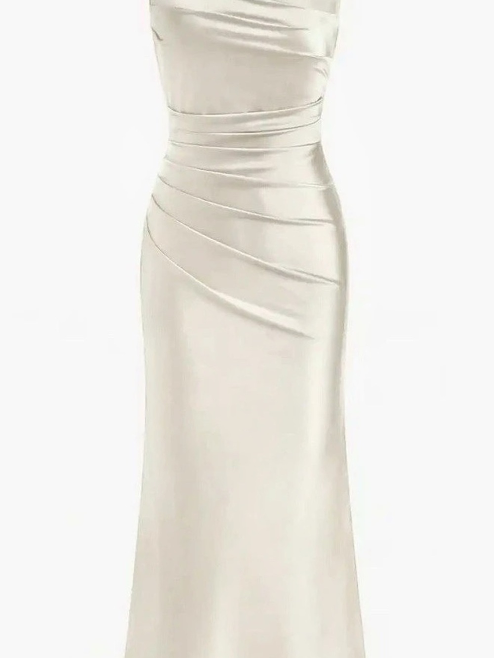 Cider SATIN SCULPTURAL SQUARE NECK RUCHED MERMAID MAXI DRESS